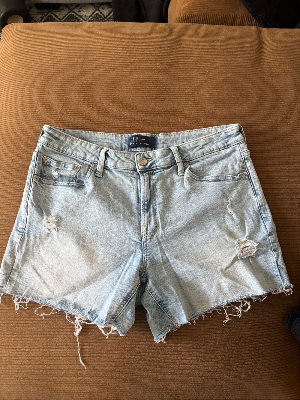 GAP Light Wash Distressed Denim Jean Shorts